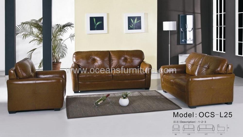 Traditional leather sofa OCS-L25 1
