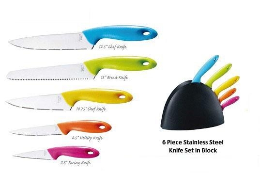 coloured knife block set