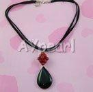 black red agate necklace