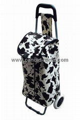 cow floral 2 wheeled shopping trolley