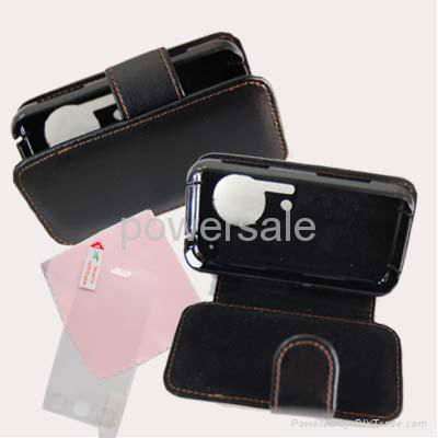 Black Leather Skin case screen protector For LG KC910