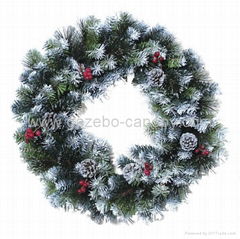 24" (60 cm) Deluxe Emerald Frosted Wreath with Pine Cones and Berries