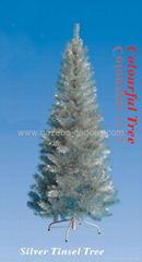 6' (H 180 cm) Slim Aspen Sliver Tinsel Pine,500 tips,w/folding metal stand. 