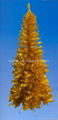 6' (H 180 cm) Slim Aspen Gold Tinsel Pine,500 tips,w/folding metal stand.