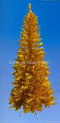 6' (H 180 cm) Slim Aspen Gold Tinsel Pine,500 tips,w/folding metal stand.