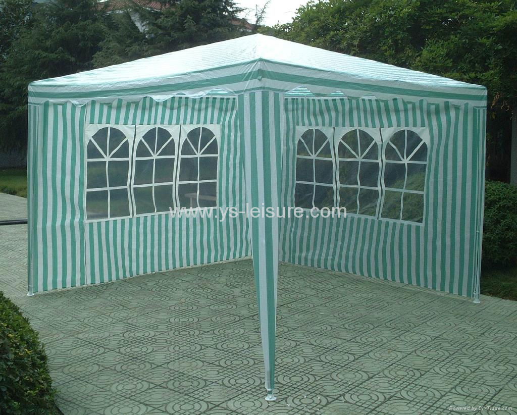 Metal Garden Gazebo,3*3m,PE Fabirc, w/Straight Eave,w/Ropes and Ground Pins