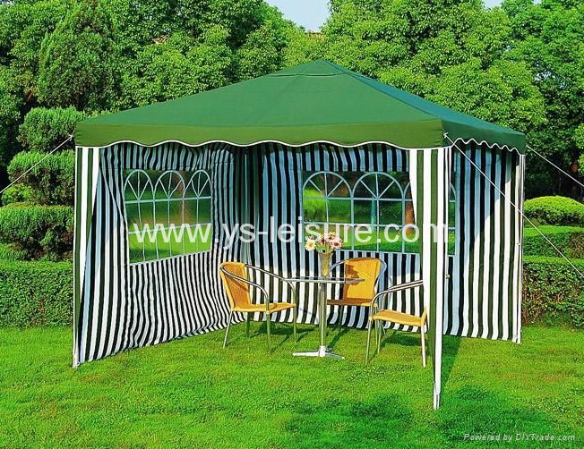 Folding Metal Canopy,3*3m,Polyester Fabirc w/PA coating, w/2 curtains