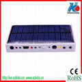 Solar mobile phone charger with radio and UV money-detector function