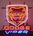 Dodge vipar neon sign with red logo and