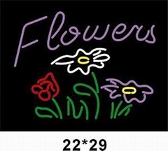 Flowers neon sign with logo