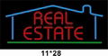 Real Estate neon sign with red letters and color border