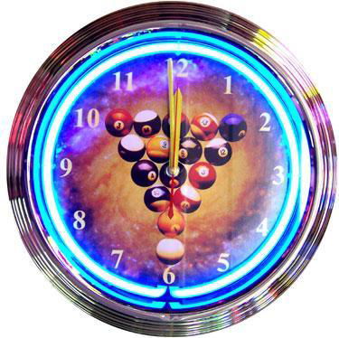 15 inch pool balls neon clock