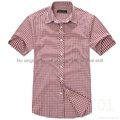 100% cotton yarn dyed flannel men's short sleeve soft collar fashion shirts 2