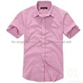 100% cotton yarn dyed flannel men's short sleeve soft collar fashion shirts 3