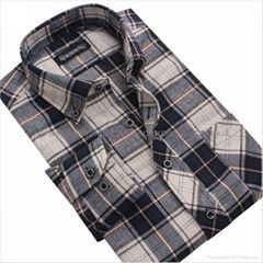 100% cotton yarn dyed flannel men's long sleeve fashion shirts