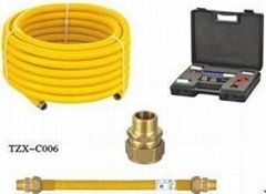 stainless steel flexible corrugated gas hose with yellow pe cover 