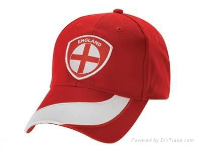Red color 6 panel cotton baseball cap with embroidered logo design  4
