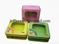 square tin box with clear window