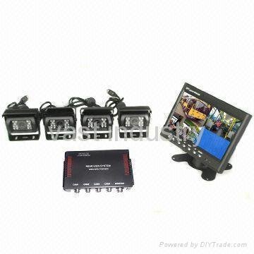 7-inch CCTV Camera Systems with Video Splitter for Long Vehicle and Trailers 