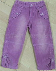 Girl's cotton corduroy pants.