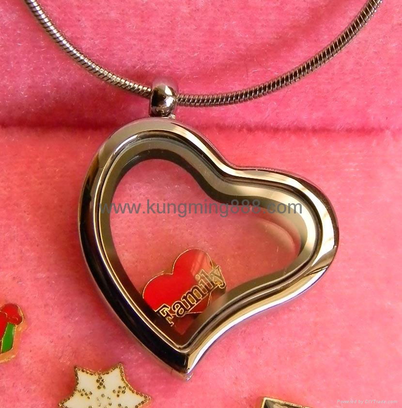 locket necklace and floating charms