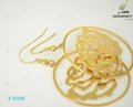 Gold plated floret rose flower hollow out design earring dangle 2