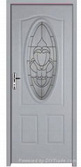 entry steel door with 3/4 oval glass