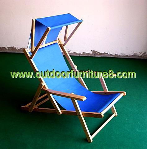 folding  double beach chair(solid wood) 3