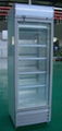 Upright glass door display freezer