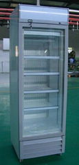 Upright glass door display freezer