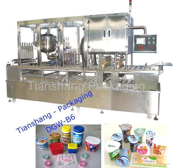 Automatic cups filling and sealing packaging machine