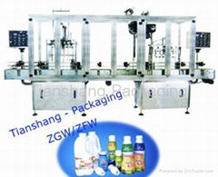 Straight-line type of lilling lid-pressing sealing bottling machine