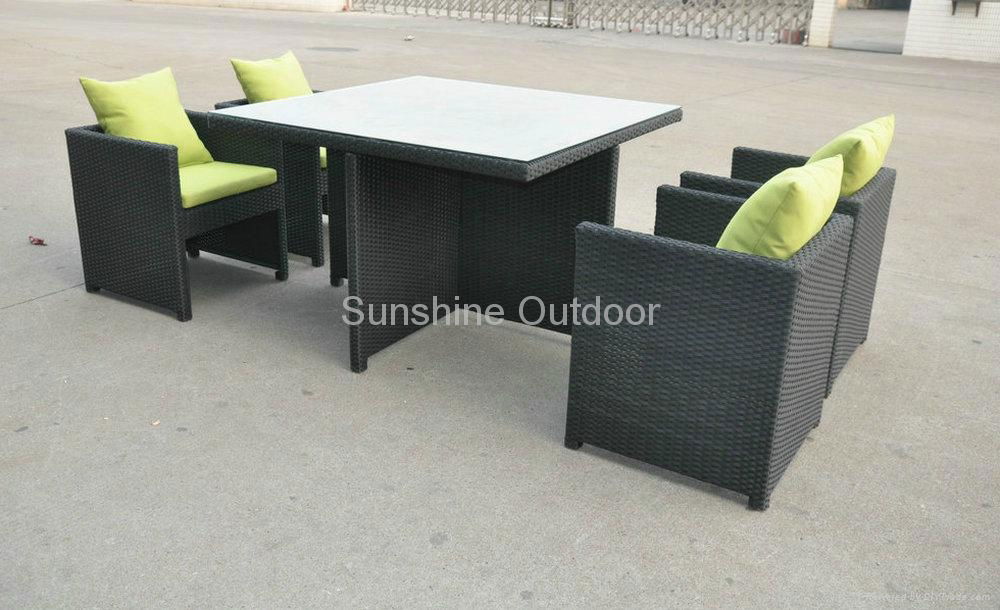 garden restaurant living room dining Furniture - sunshine 5-Piece square wicker  2