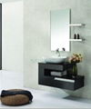 Bathroom basin with cabinet and mirror