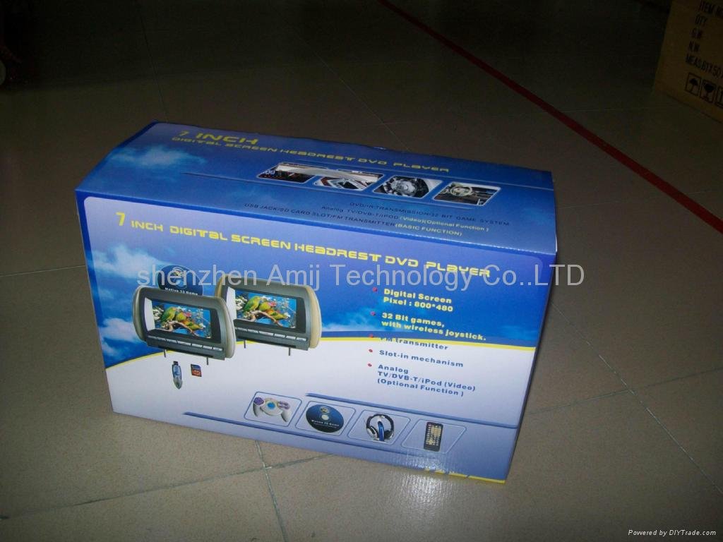 car headrest dvd player with IPOD /32bit wireless game/USB/SD/IR/FM/DVB-T 2
