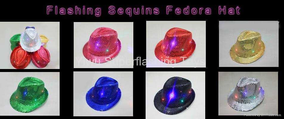 10led flashing sequins fedora hat 2