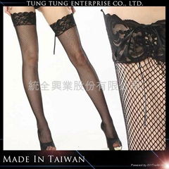 3008 Lace Fishnet Thigh High With Back