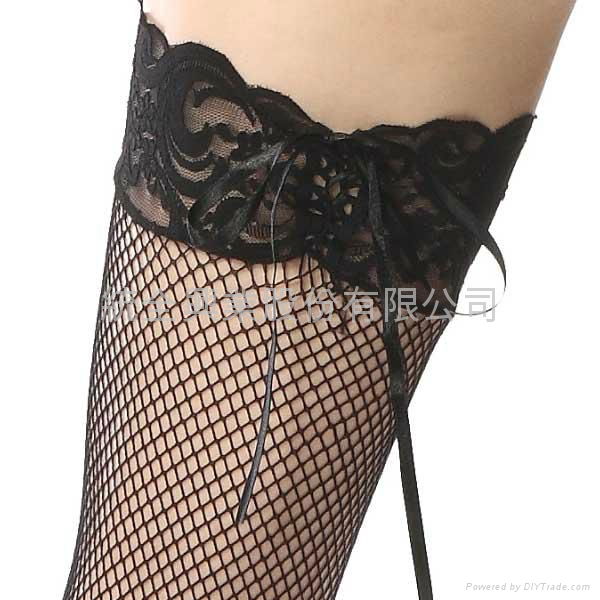 3008 Lace Fishnet Thigh High With Back Ribbon stockings 5
