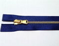 NO.5# Metal Zipper Y Teeth Satin Tape Auto Lock Close End Shiny Gold Color 1