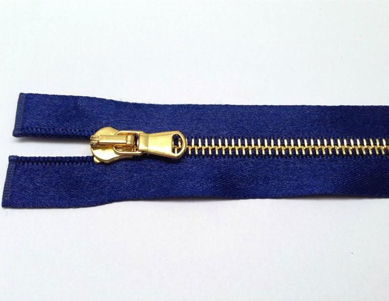 NO.5# Metal Zipper Y Teeth Satin Tape Auto Lock Close End Shiny Gold Color