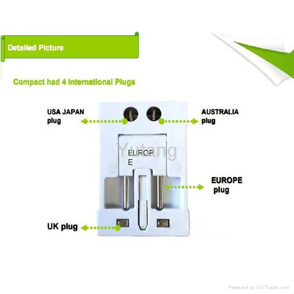 Worldwide US/EU/AU/UK Travel Adapter Plug With USB 4