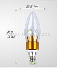 2 Watt LED Candle Light, Replace 20W Incandescent Bulb, E12 Candelabra, Samsung