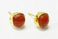 Red Onyx 8*8mm Cushion gold plated silver stud Earring 5