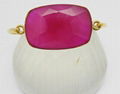 Pink Fuschia Chalcedony Rectangle Cushion Silver Gold Plated Bangle 2