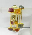 Labradorite Bezel setting Square Gold plated silver Bangle 5