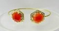 Red Onyx CZ setting 12*12mm Hexagon gold plated Silver bangle 2