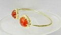 Red Onyx CZ setting 12*12mm Hexagon gold plated Silver bangle 3