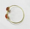 Red Onyx CZ setting 12*12mm Hexagon gold plated Silver bangle 4