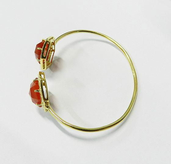 Red Onyx CZ setting 12*12mm Hexagon gold plated Silver bangle 4