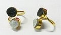 Silver & Black Druzy 10mm Round Adjustable Silver Gold Plated Ring 3